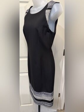 White House Black Market Black Midi Dress with Gray Accent Trim